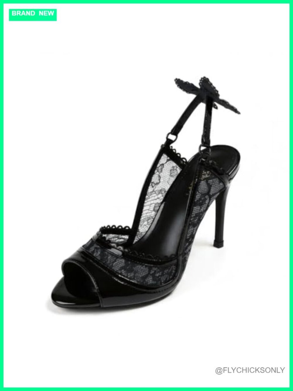 Women's Lace Butterfly Slingback Heels Peep Toe Stiletto Party Shoes